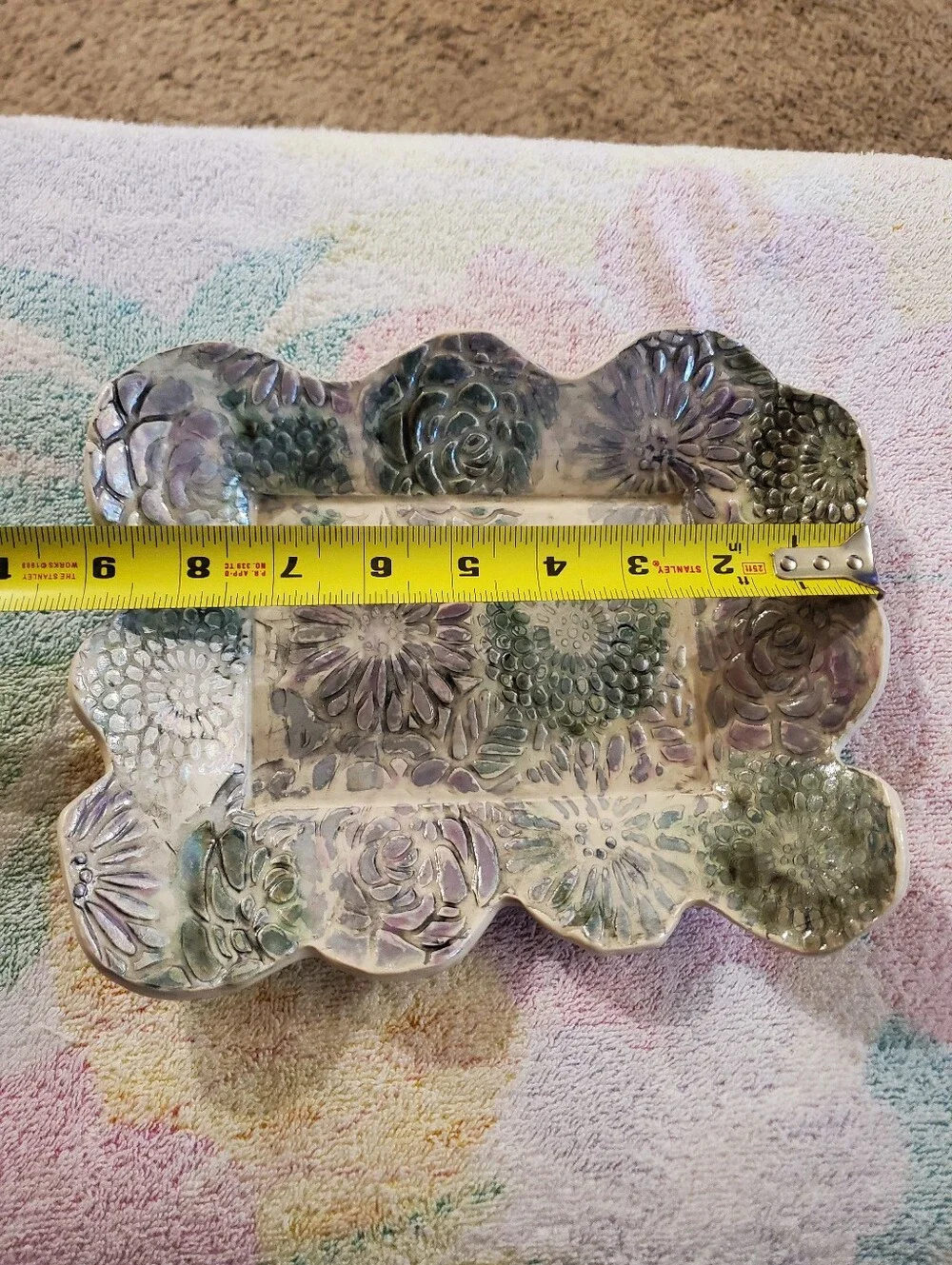 Vintage Floral Handmade Decorative Ceramic Tray